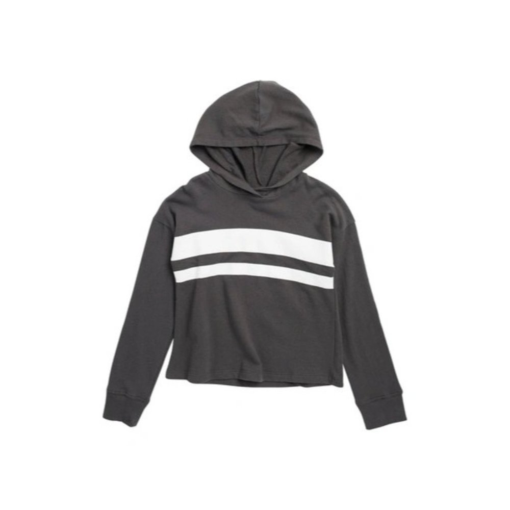 Melrose And Market Youth 14-16 Printed Pullover Hoodie Black Raven White Stripe